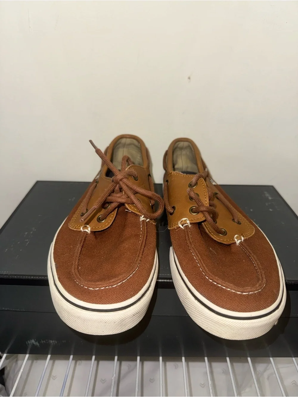 Men's Vans Brown Canvas Boat Shoes